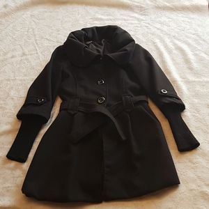 Black peacoat with round collar